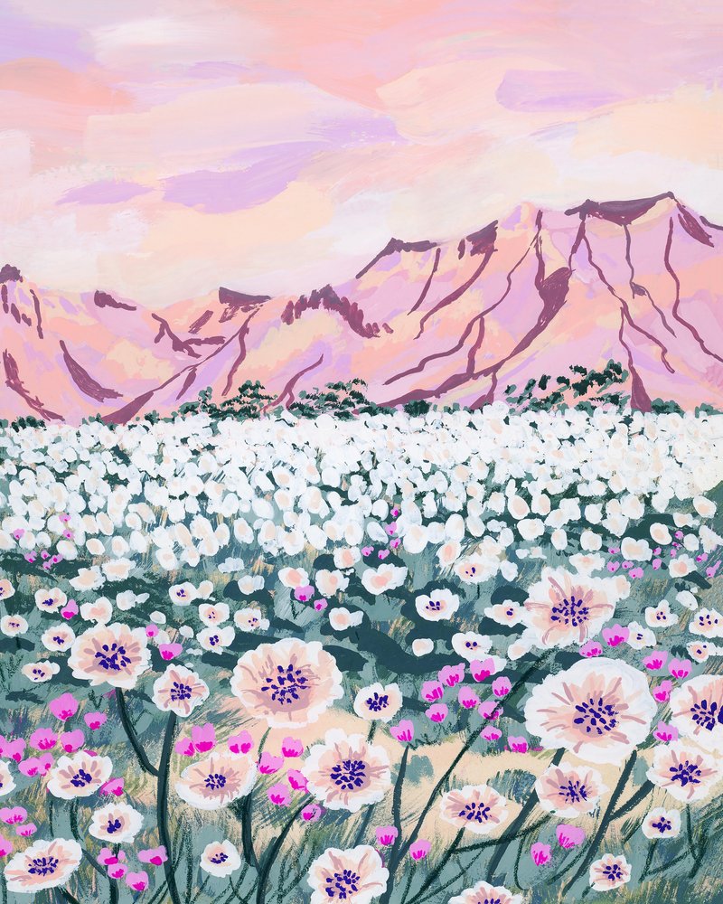 Pink Mountain Bloom af Sarah Gesek