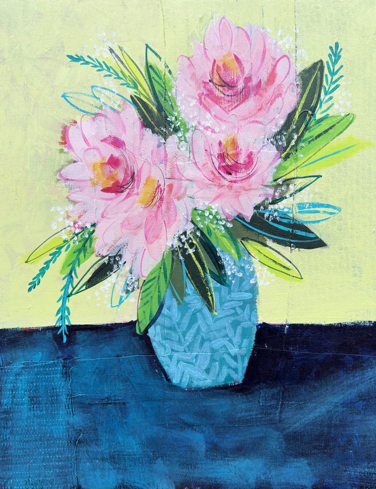 Abstrakt lyserød blomsterbuket af Shelley Hampe