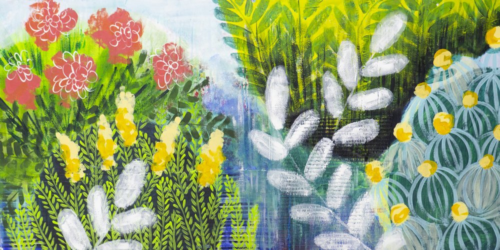 Farverige haveblomster af Shelley Hampe