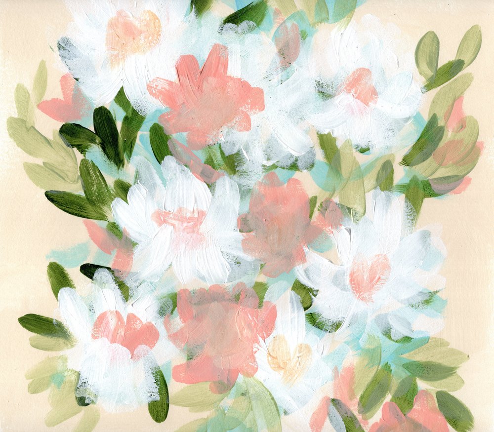 Pastelfarvet blomsterabstraktion af Shelley Hampe