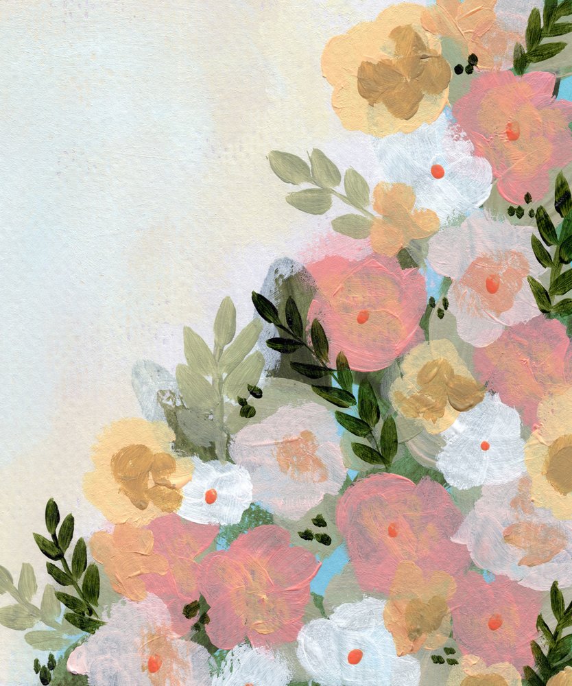Bløde pastelfarvede blomster af Shelley Hampe