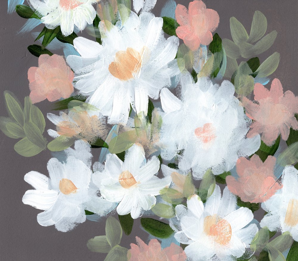 Bløde lyserøde og hvide blomster af Shelley Hampe
