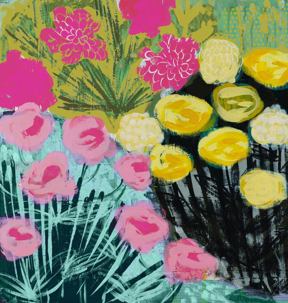 Livlig blomsterabstraktion af Shelley Hampe