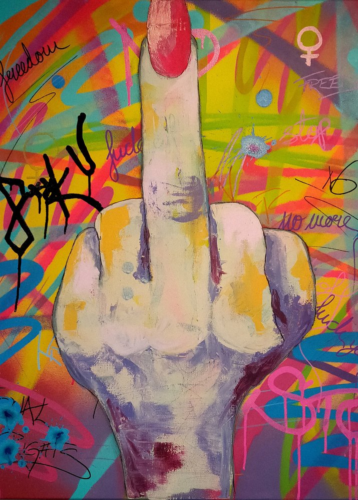 Farverig kunst med langfingeren af Sofia Toborg