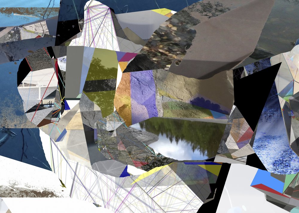 Abstrakt geometrisk landskab af Stefan Fransson