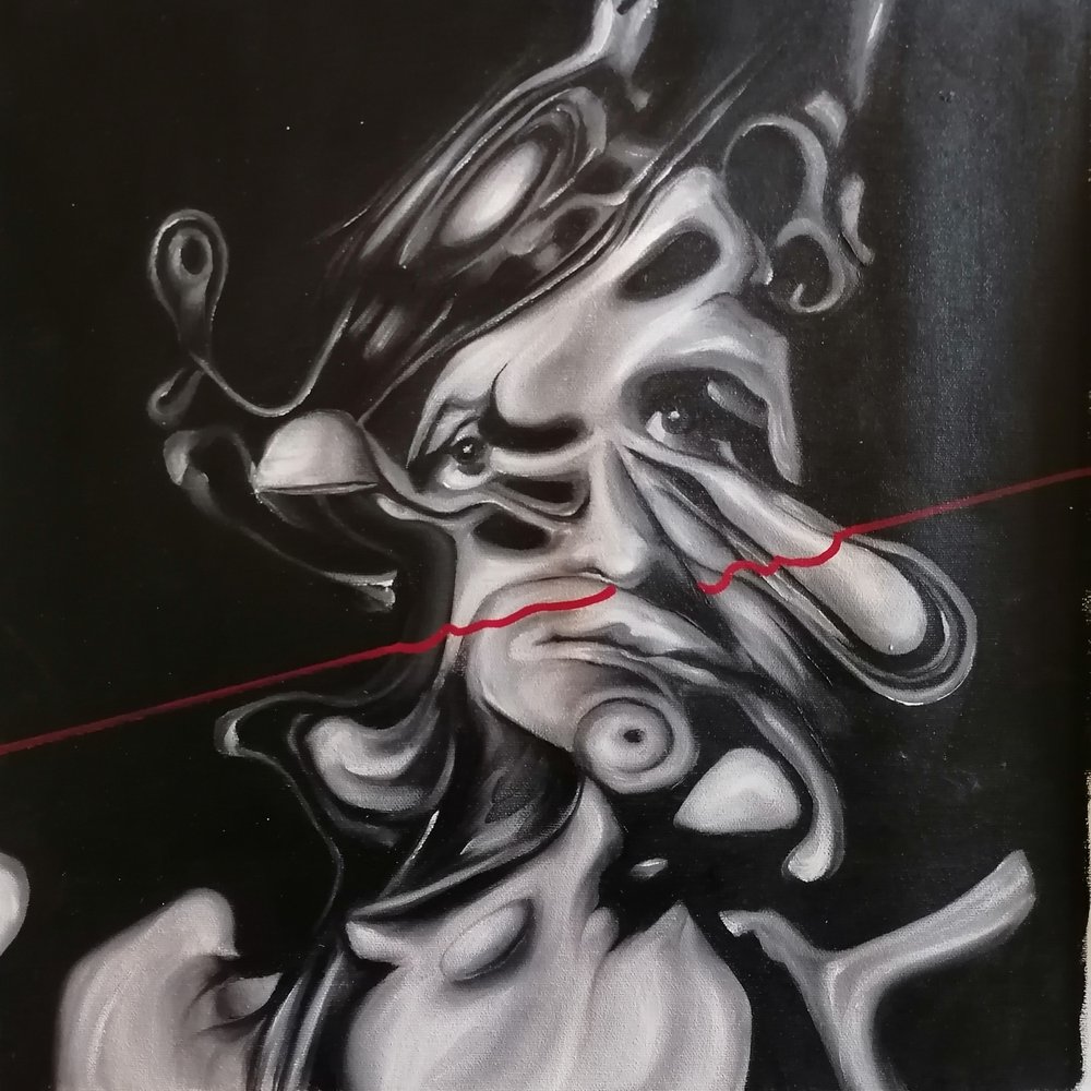 Mørkt surrealistisk portræt af Stefano Mazzolini