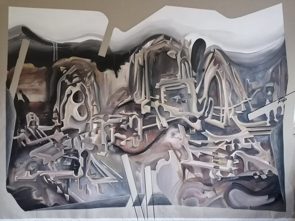 Futuristisk abstrakt bylandskab af Stefano Mazzolini