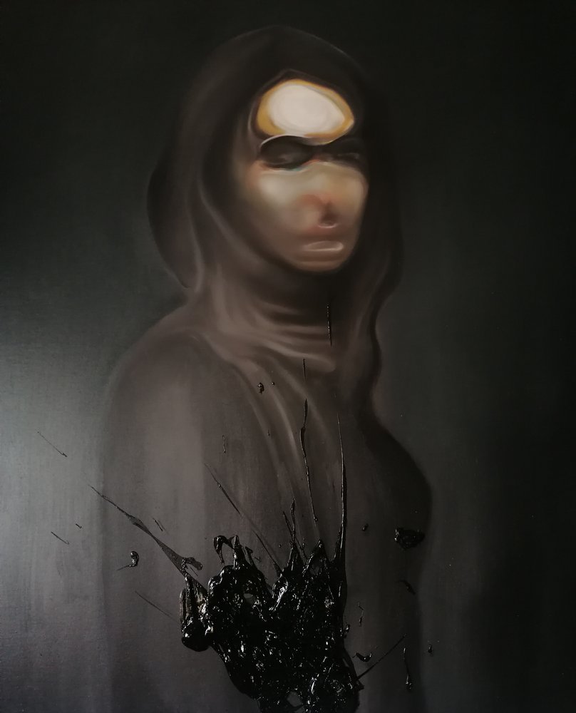 Hætteklædt figur, dyb følelse af Stefano Mazzolini