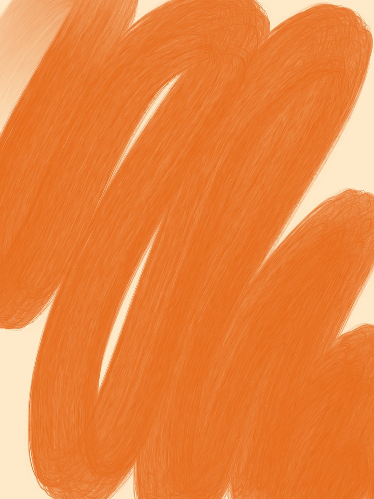 Abstrakt maleri med orange penselstrøg af Studio Palette
