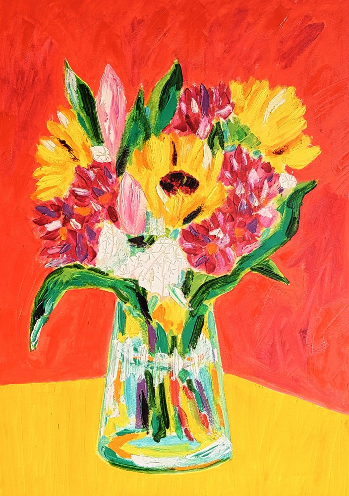 Farverig blomsterbuket af Tamara Jare