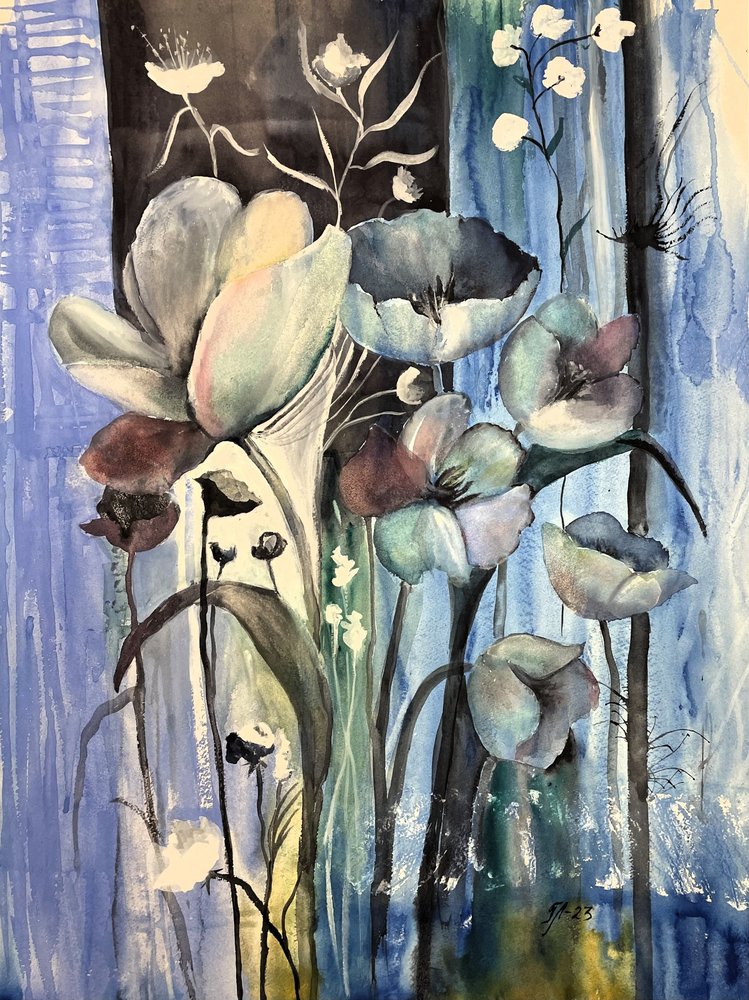 Æteriske blå blomster af Tanya Lundmark
