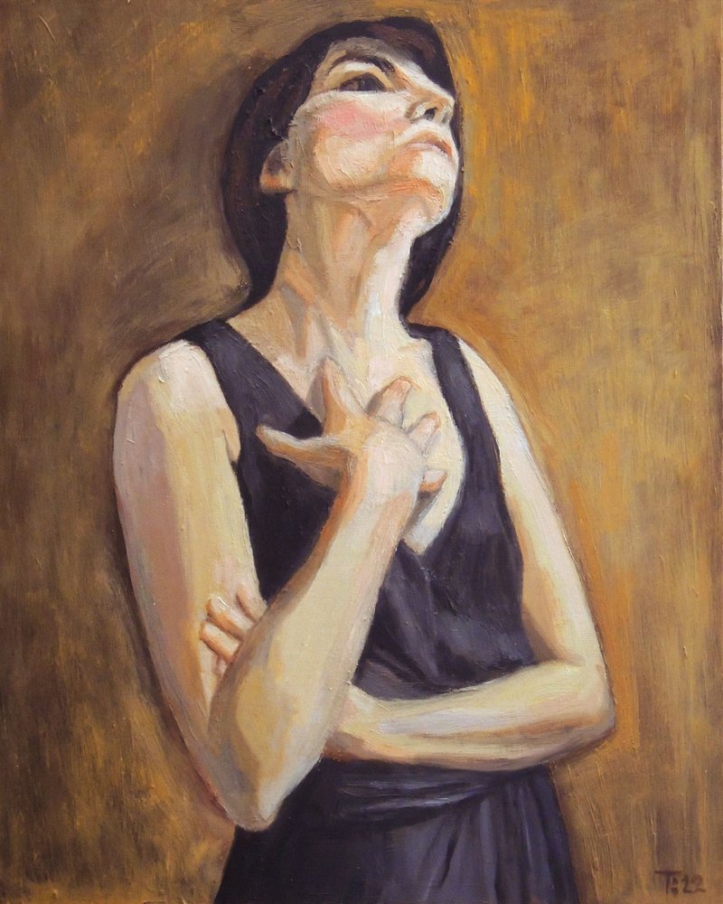 Portræt af en eftertænksom kvinde af Tore Bahnson