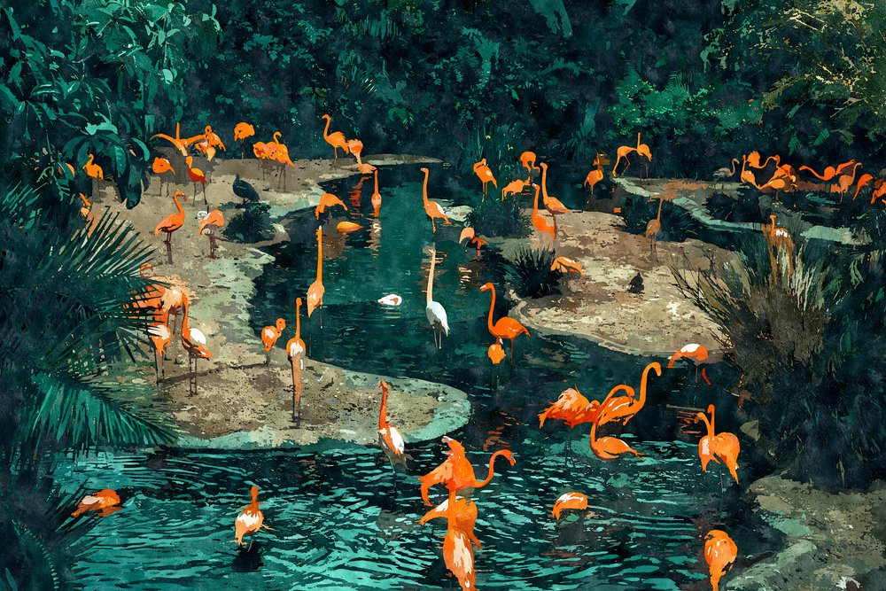 Flamingoer i troperne af Uma Gokhale