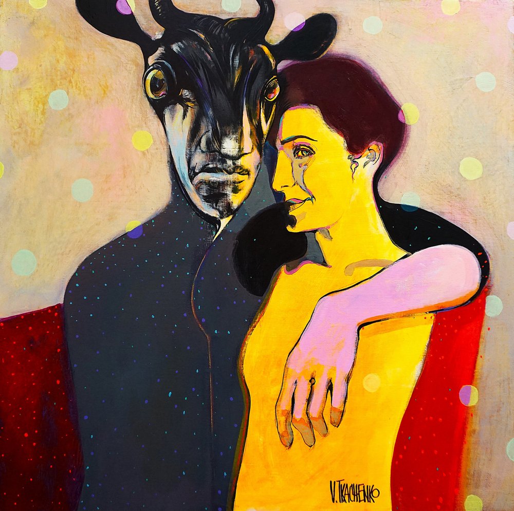 Par med en figur med horn af Victor Tkachenko