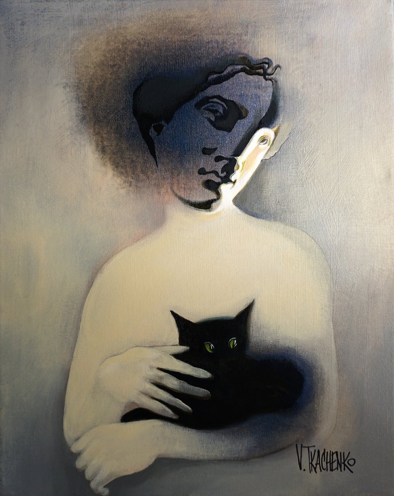 Den gådefulde figur: Den sorte kat af Victor Tkachenko