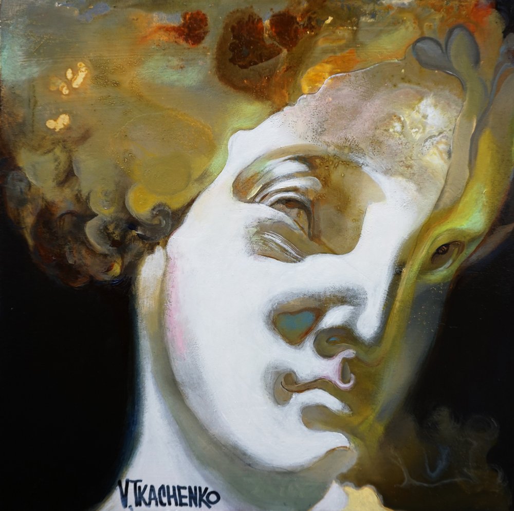 Surrealistisk gylden buste af Victor Tkachenko