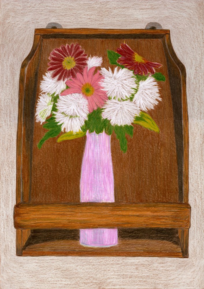 Blomster på en træhylde af Viktoriia Saunina