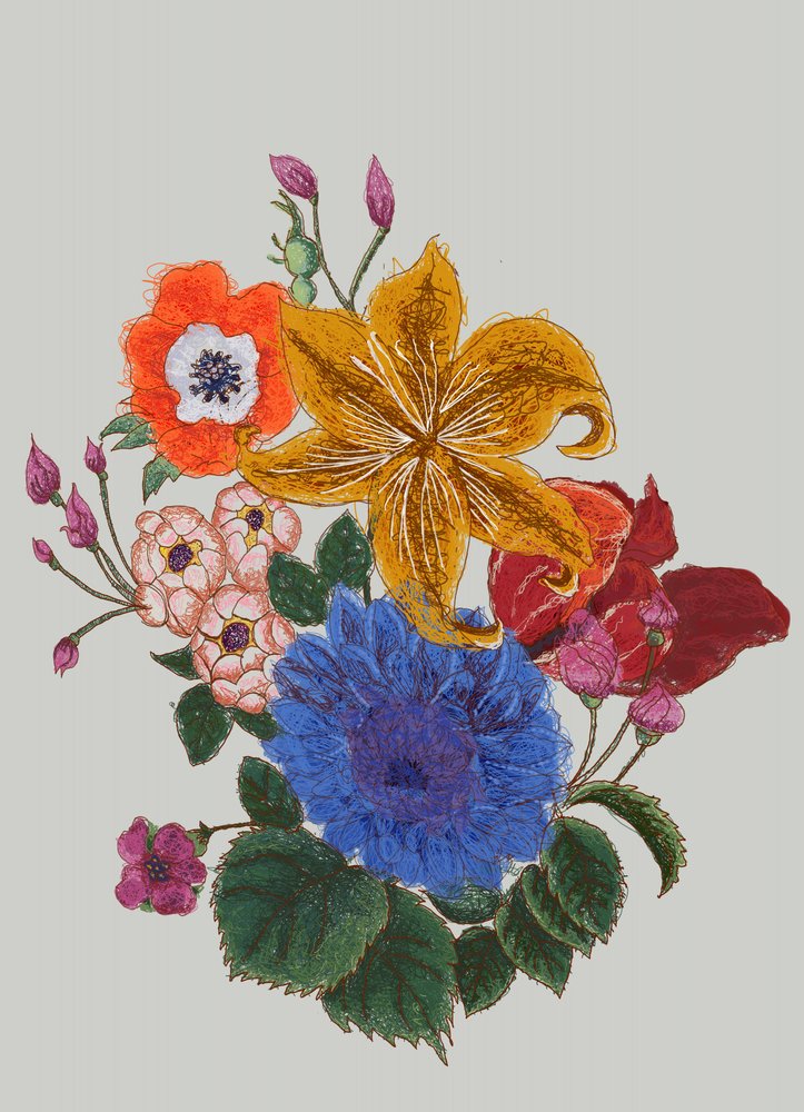 Farverig blomsterbuket af XHOZUCAN
