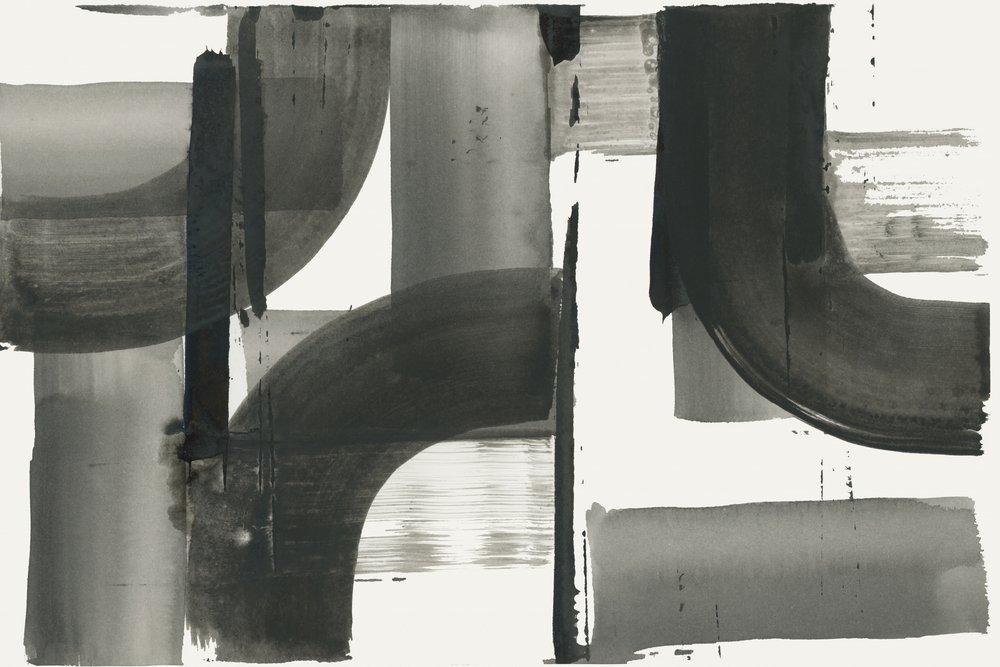 Abstrakt kunst i flydende gråtoner af cartissi