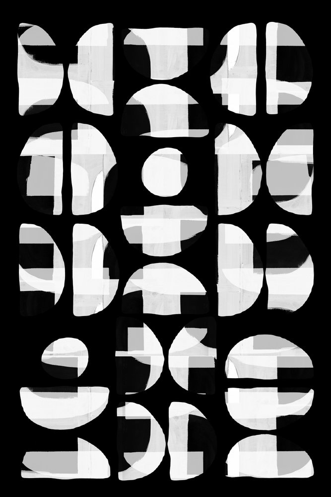 Monokrom geometrisk abstrakt af cartissi
