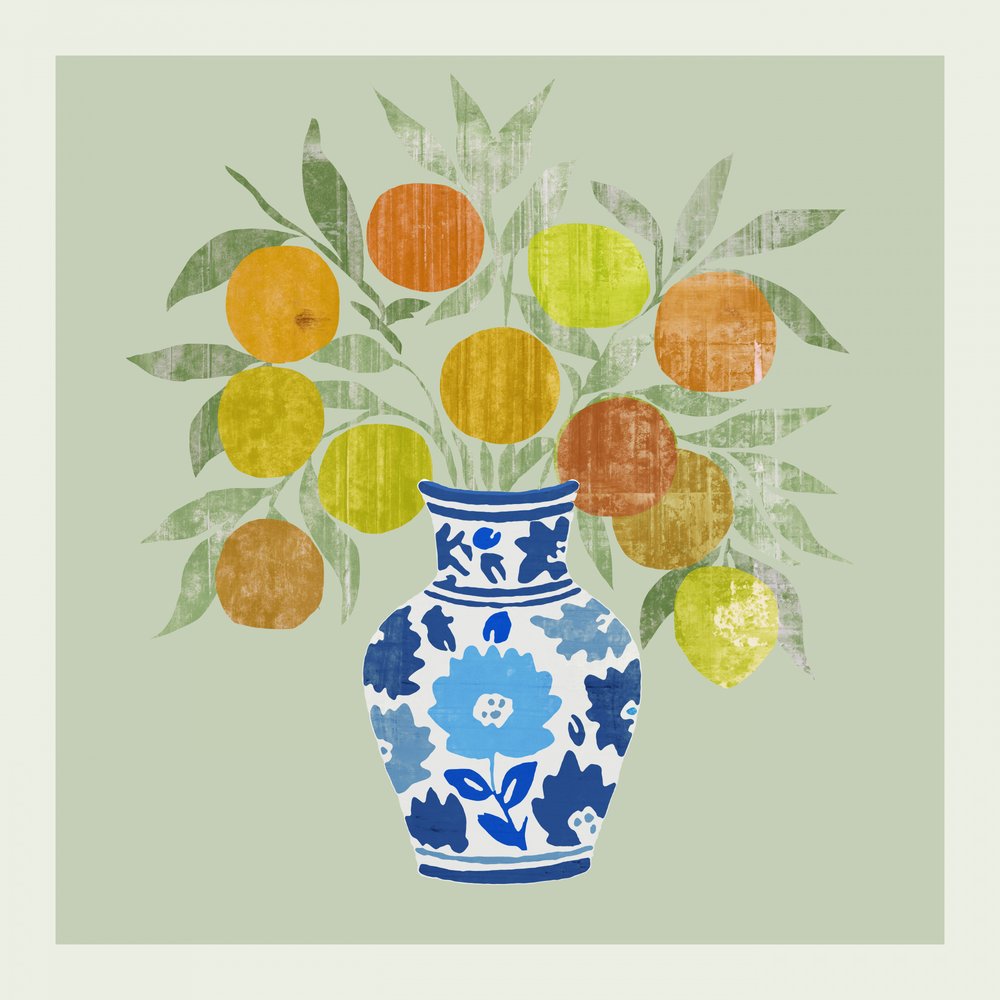Farverig citrusvase af cartissi