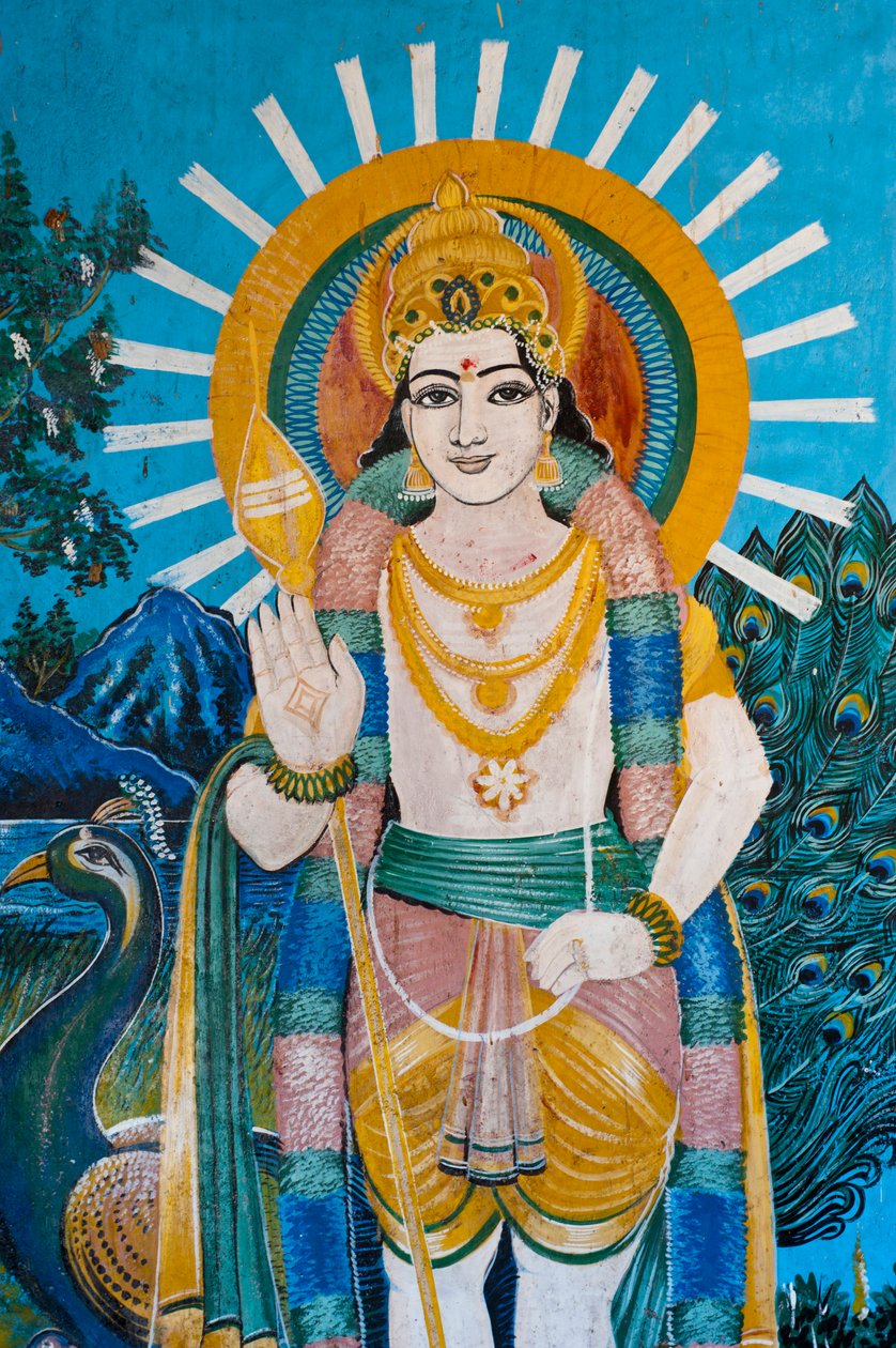 Et maleri af en Gud, på væggen af en helligdom, ved Sangamankanda, på østkysten, Sri Lanka. 29. maj 2010. af Unknown