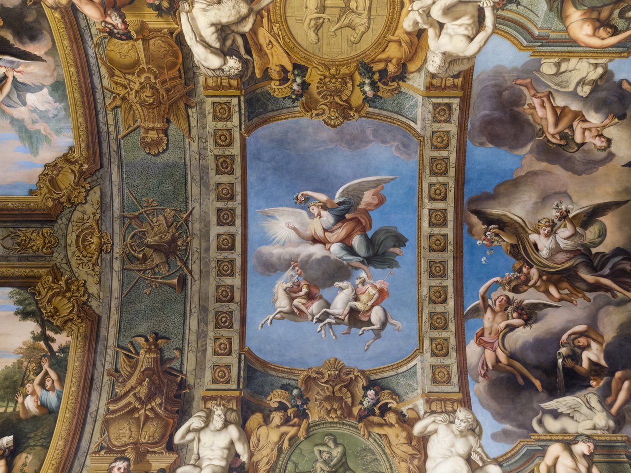 Allegory of the Sun, fresko af hvælvingen i Galerie doree, af Francois Perrier (1594-1649), 1645. Banque de France. Hotel de Toulouse, tidligere hotel de la Villiere, Paris - Hotel de Toulouse, hovedkvarter af Unknown