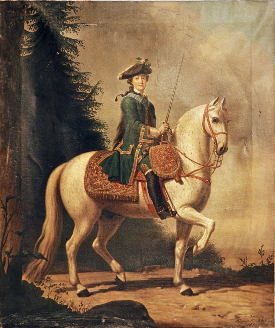 En kopi fra 1875 af et maleri af Katarina den Store til hest af V, Eriksen, 1762. af Unknown