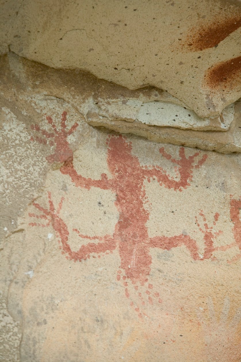 Argentina, Patagonien, Cueva de las Manos, primitivt hulemaleri af firben af Unknown