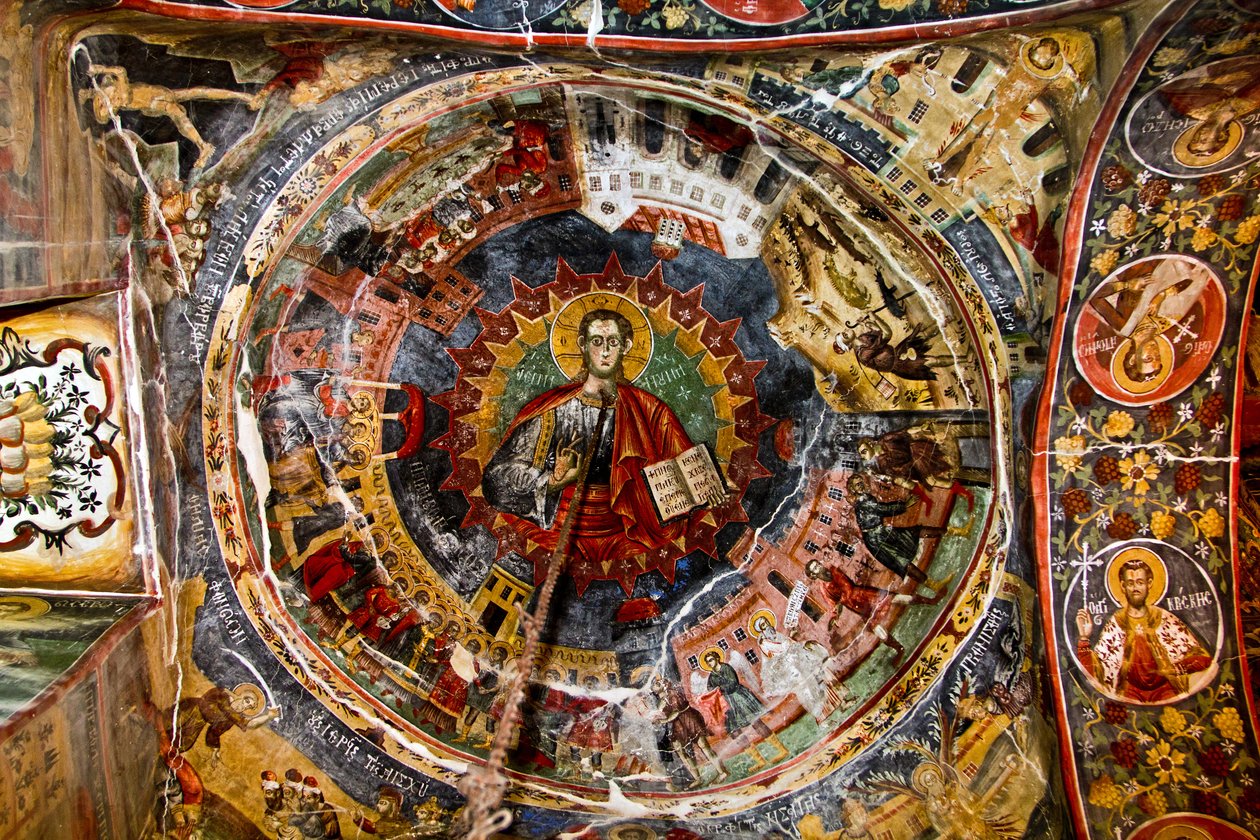 Loftet i St Marys Church, Leusa, Albanien af Unknown