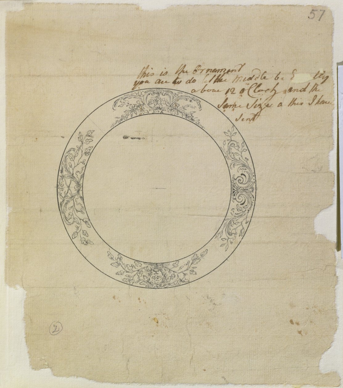 Design til en stor emaljeret urskive fra mekaniske noter og tegninger udarbejdet af John Harrison (1693-1776) og hans søn William (ca. 1726-72) af Unknown
