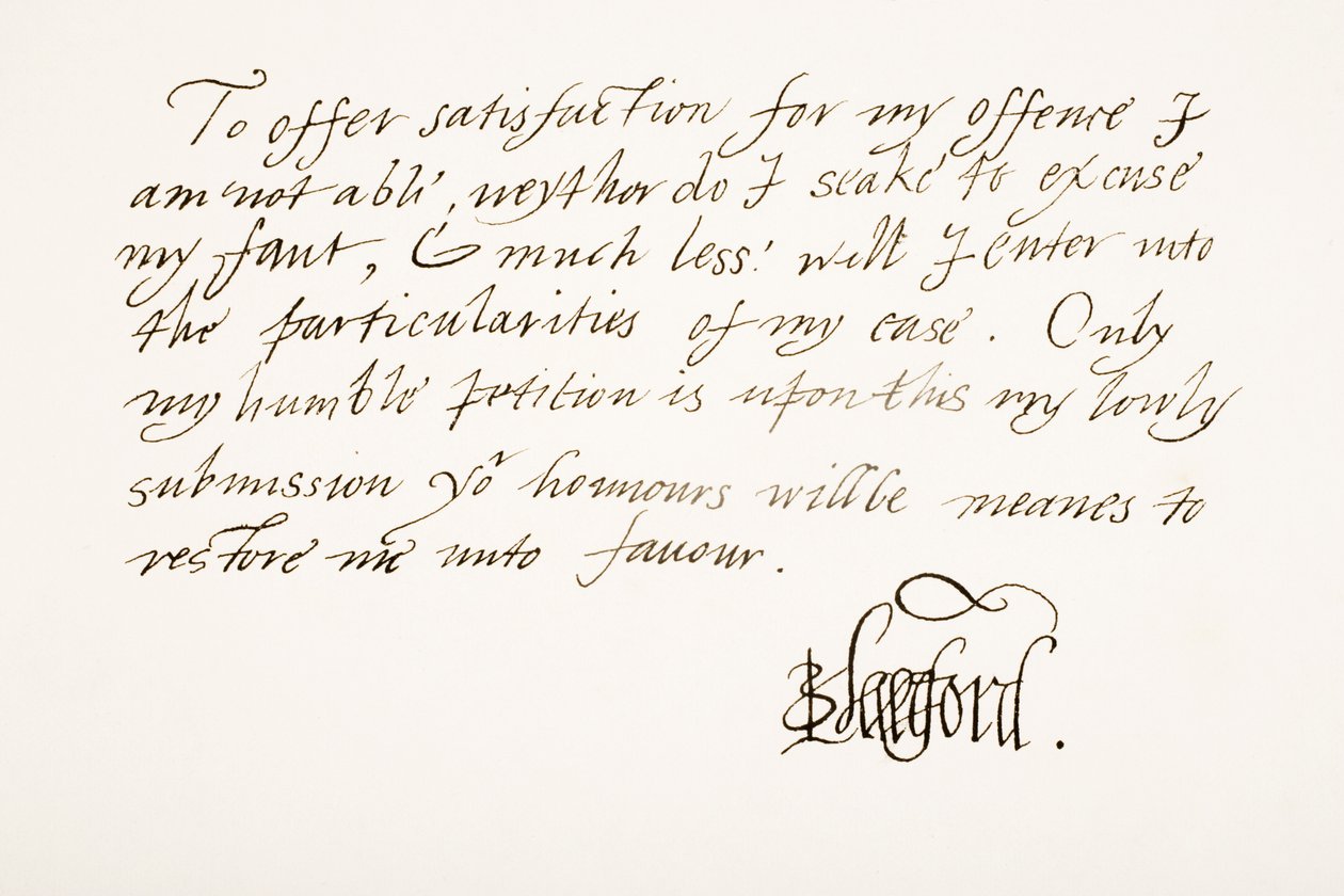 Edward Seymour, 1. jarl af Hertford, 1. baron Beauchamp, 1539 ? 1621. Håndskriftsprøve og underskrift. af Unknown