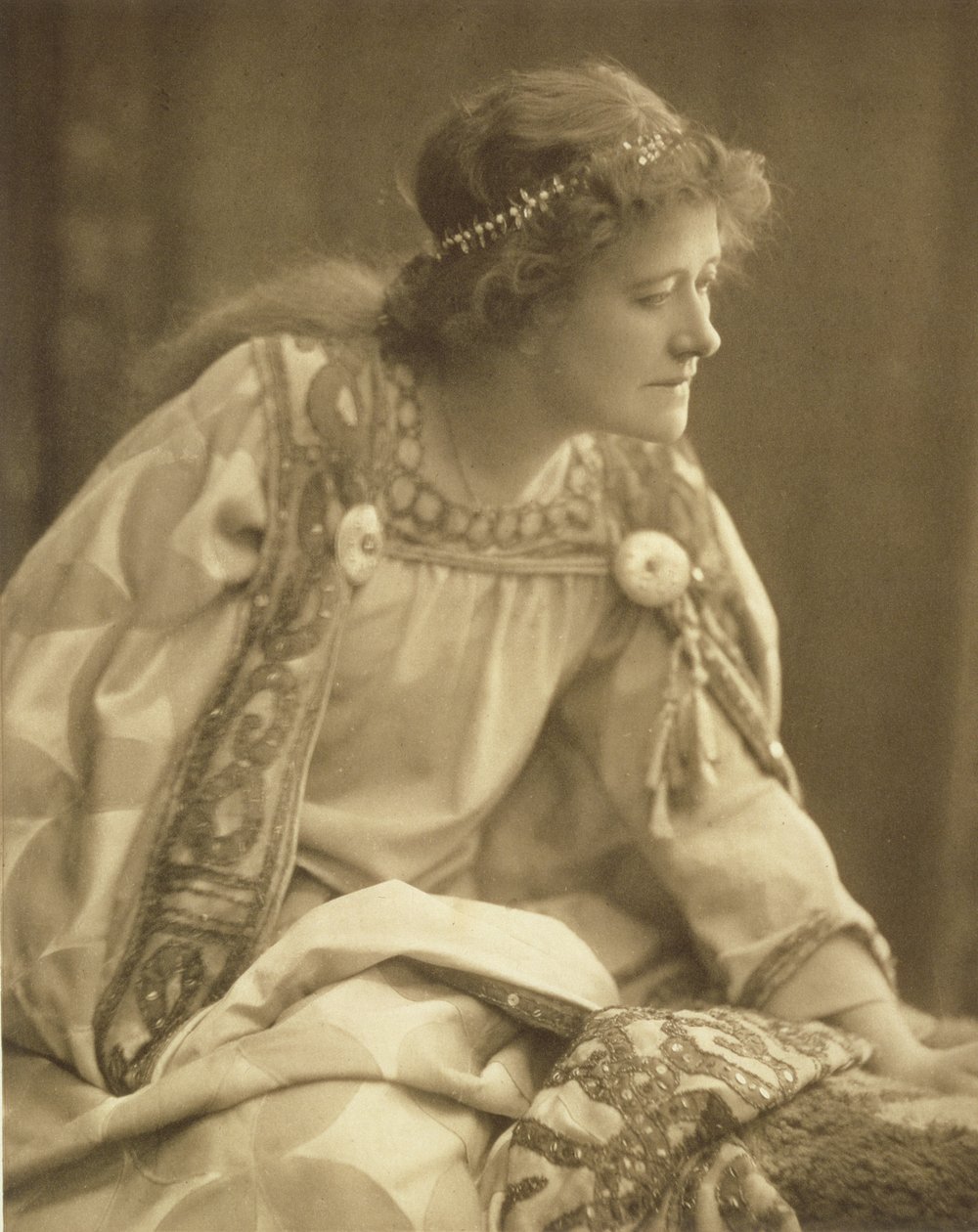 Ellen Terry (1847-1928) som Cordelia, efter et fotografi af Window & Grove af Unknown