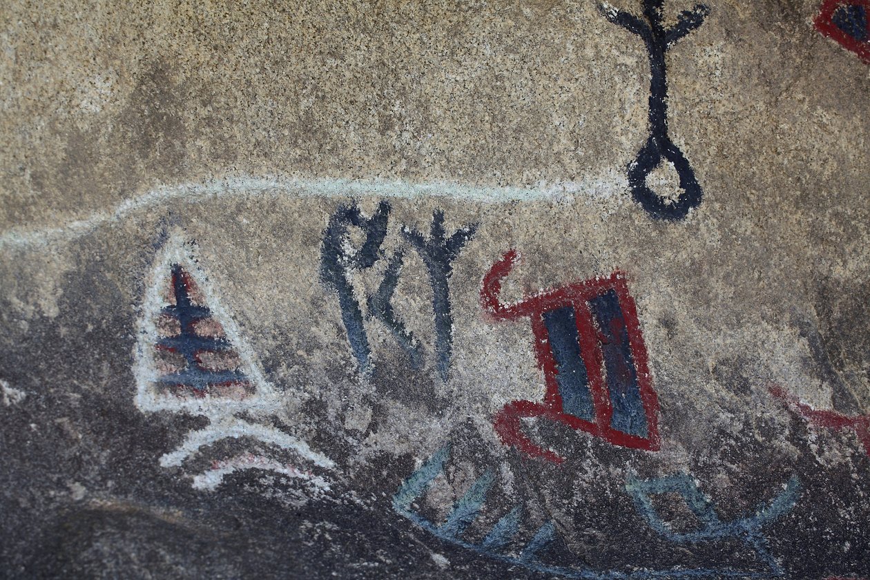 Indiske Petroglyffer i Nordamerika. Maleri tilføjet i 50