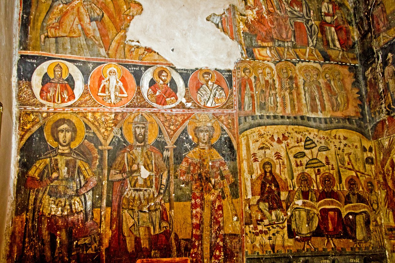 Interiør af St Marys Church, Mborja, Korca, Albanien af Unknown