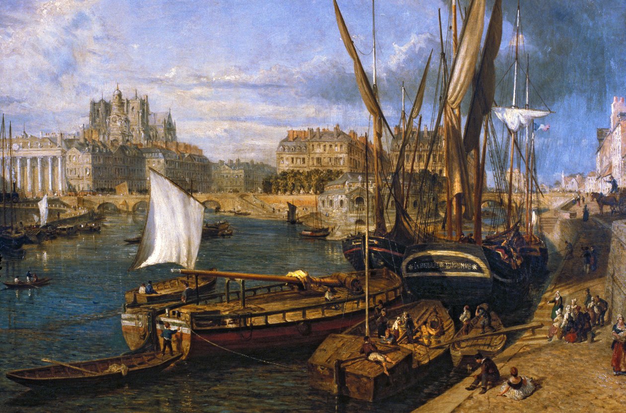 Loire Atlantique N* 120 - Nantes - Musee Dobree - "" The Port of Nantes"" - af papegøjen William (1813-1869) - maleri af 1804 af Unknown