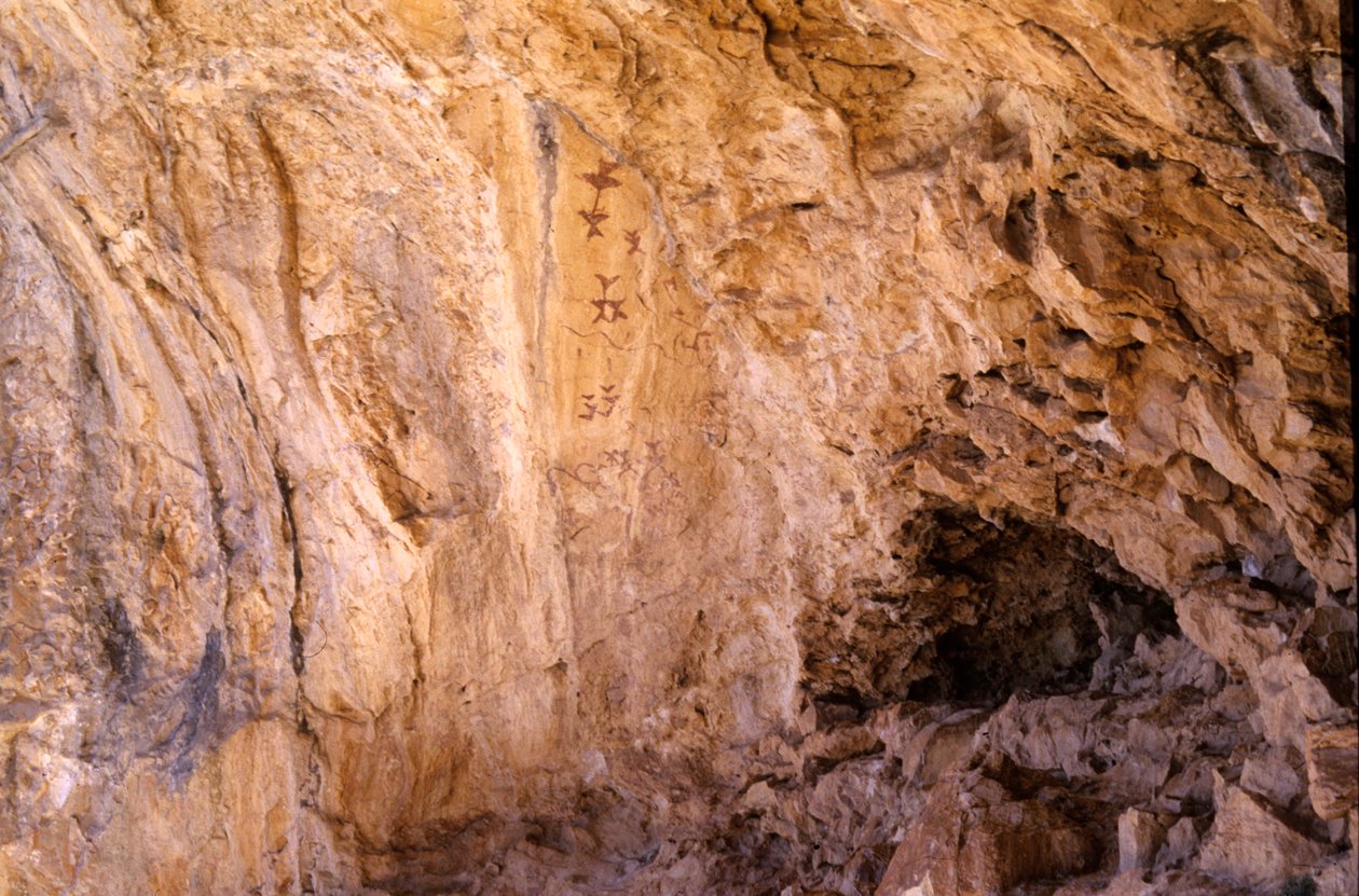 Los Letreros-hulen, nær Velez Blanco, Andalusien, 4000 f.Kr., Hulemalerier af fugle af Unknown