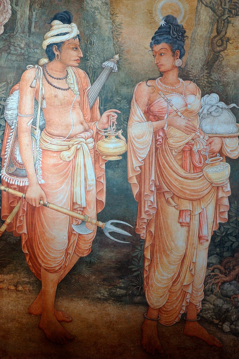 Vægmaleri på væggene i Kelaniya-templet ved Kelaniya Vihara, et af de mest hellige buddhistiske steder omkring seks miles fra hovedstaden Colombo i Sri Lanka. 7. januar 2010. af Unknown