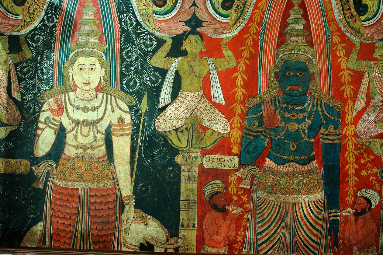 Vægmaleri på væggene i Kelaniya-templet ved Kelaniya Vihara, et af de mest hellige buddhistiske steder omkring seks miles fra hovedstaden Colombo i Sri Lanka. 7. januar 2010. af Unknown