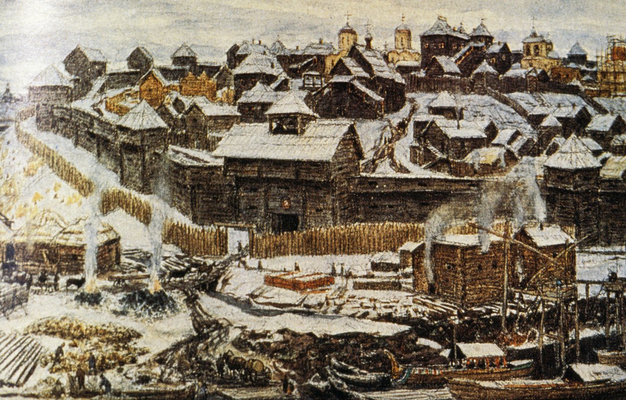Maleri af Moskva fra det 14. århundrede under Ivan Kalitas regeringstid (Ivan den Første) af Apolinary Vasnetsov (1856 - 1933). af Unknown