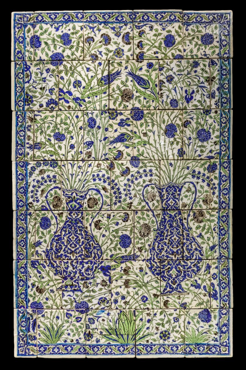 Panelet har blomstersammensætning. Syrien, Damaskus, 1550-1650. Keramik, dekor malet under glasur. Louvre-museet af Unknown