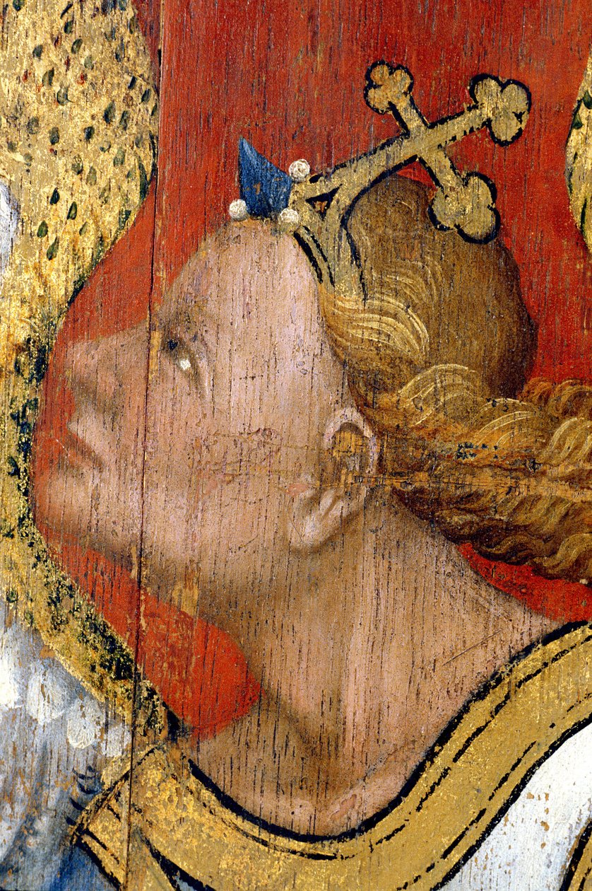Picardie 085 - Laon - Museum - "" Donatoren og bebudelsens engel"" (detaljeret) - Master of the Hours of Rohan - Oliemaleri på egetræ fra det 15. århundrede af Unknown