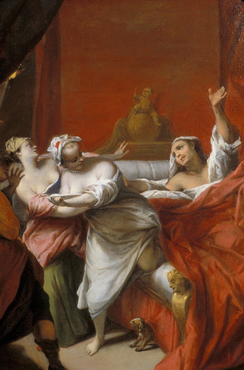 Picardie 121 - Chateau-Thierry (afdeling 02) - Musée Jean de La Fontaine - Maleri af Nicolas Vleughels (1668-1737) - illustrerer ""gasconen straffer"" fortælling om La Fontaine af Unknown