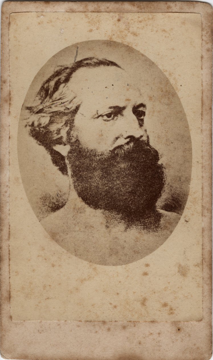 Portræt af Felice Orsini (1819-1858), italiensk revolutionær og patriot, der deltog i Risorgimento. 1800-tallet Tryk på pap Dim. 6x10 cm af Unknown