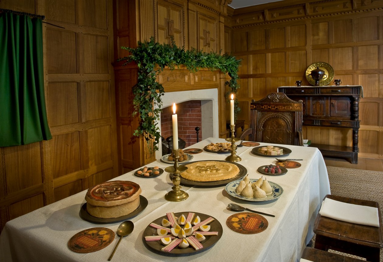 1630-salen på Geffrye-museet pyntet til jul af Unknown