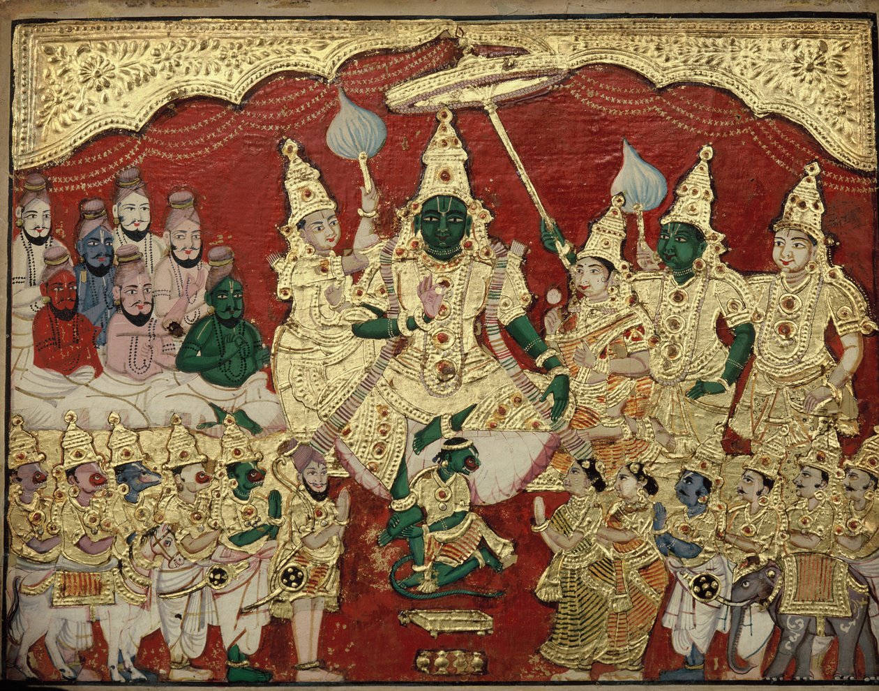 Rådet for Rama, Tanjore Malerskole i slutningen af det 19. århundrede. Tamil Nadu, Indien af Unknown