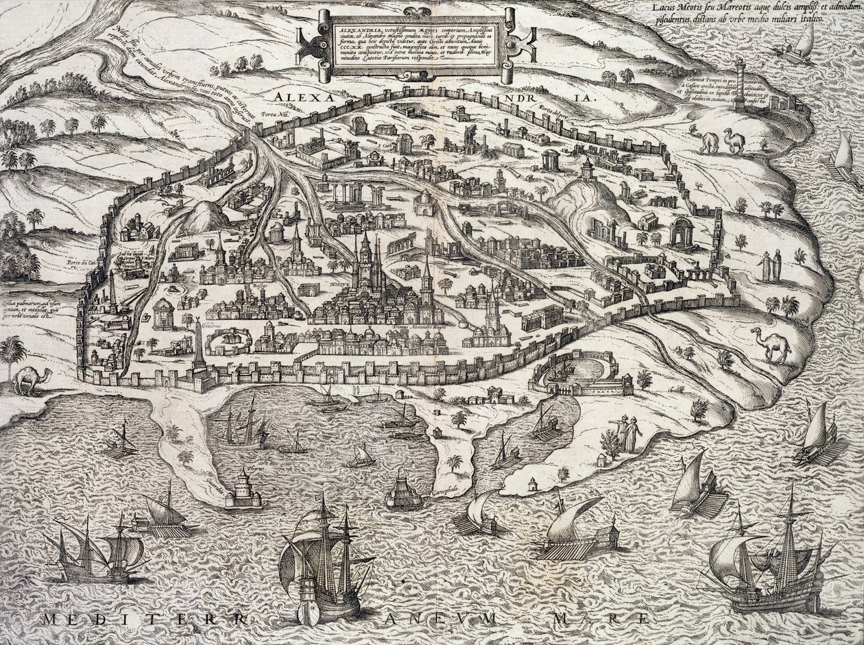 Bykort over Alexandria i Egypten, ca. 1625 af Unknown