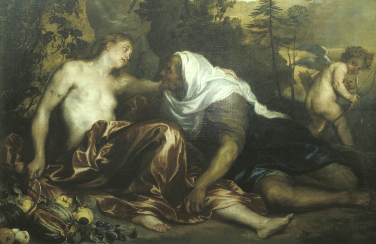 Vertumnus og Pomona maleri, Van Dyck kunstværk, Palazzo Bianco, Genova, Ligury, Italien af Unknown