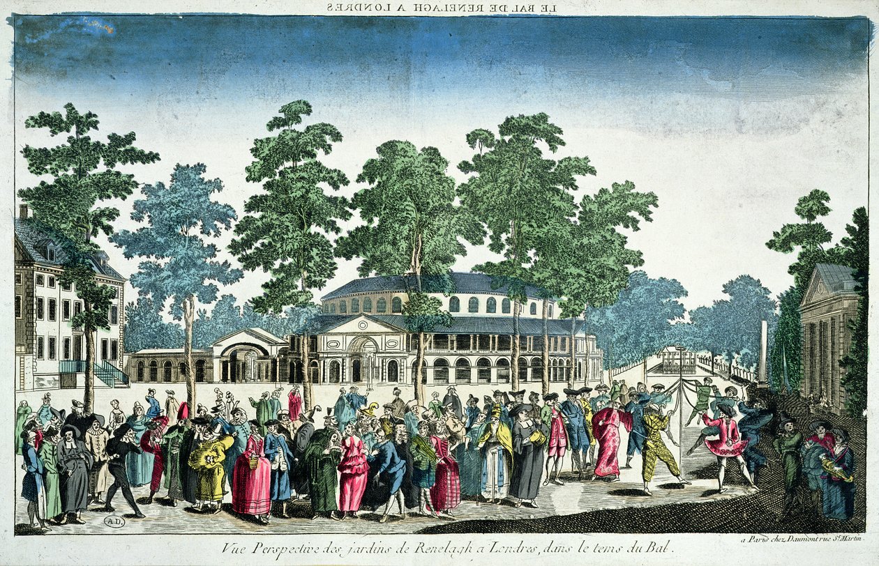 Udsigt over en bal for at fejre fødselsdagen for George III (1738-1820) Prince of Wales den 24. maj 1751 ved Rotunda, Ranelagh House, London af Unknown