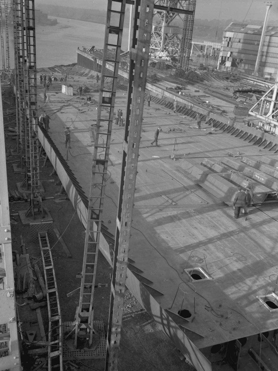 Udsigt over dobbeltbunden af Nicola, den første SD14, næsten færdig på Southwick skibsværft, Sunderland 23. oktober 1967 (bw foto) af Unbekannt Unbekannt